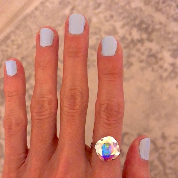 Aurora Borealis Cushion Cut Crystal Ring - Picture 4 of 16